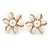 White Acrylic, Crystal Flower Stud Earrings In Gold Tone - 20mm D