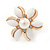 White Acrylic, Crystal Flower Stud Earrings In Gold Tone - 20mm D - view 4