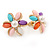 Multicoloured Acrylic, Crystal Flower Stud Earrings In Gold Tone - 20mm D - view 5