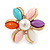Multicoloured Acrylic, Crystal Flower Stud Earrings In Gold Tone - 20mm D - view 4
