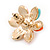 Multicoloured Acrylic, Crystal Flower Stud Earrings In Gold Tone - 20mm D - view 3