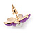 Purple Acrylic, Crystal Flower Stud Earrings In Gold Tone - 20mm D - view 3