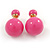 Hot Pink Acrylic 4-13mm Double Ball Stud Earrings In Gold Tone Metal - view 2