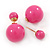 Hot Pink Acrylic 4-13mm Double Ball Stud Earrings In Gold Tone Metal - view 4