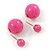 Hot Pink Acrylic 4-13mm Double Ball Stud Earrings In Gold Tone Metal - view 3
