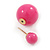 Hot Pink Acrylic 4-13mm Double Ball Stud Earrings In Gold Tone Metal - view 5