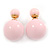 Pale Pink Acrylic 4-13mm Double Ball Stud Earrings In Gold Tone Metal