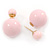 Pale Pink Acrylic 4-13mm Double Ball Stud Earrings In Gold Tone Metal - view 3