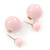 Pale Pink Acrylic 4-13mm Double Ball Stud Earrings In Gold Tone Metal - view 2