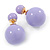 Light Purple Acrylic 4-13mm Double Ball Stud Earrings In Gold Tone Metal - view 4