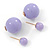 Light Purple Acrylic 4-13mm Double Ball Stud Earrings In Gold Tone Metal - view 2