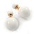 White Acrylic 4-13mm Double Ball Stud Earrings In Gold Tone Metal - view 4