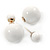 White Acrylic 4-13mm Double Ball Stud Earrings In Gold Tone Metal - view 5