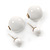 White Acrylic 4-13mm Double Ball Stud Earrings In Gold Tone Metal - view 2