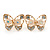 Gold Plated, Crystal with Nude Flowers Stud Butterfly Earrings - 20mm W - view 5