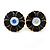 Black Enamel Crystal Daisy Stud Earrings In Gold Tone - 15mm D