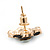 Black Enamel Crystal Daisy Stud Earrings In Gold Tone - 15mm D - view 3