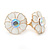 White Enamel Crystal Daisy Stud Earrings In Gold Tone - 15mm D - view 3