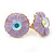Light Purple Enamel Crystal Daisy Stud Earrings In Gold Tone - 15mm D - view 4
