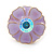 Light Purple Enamel Crystal Daisy Stud Earrings In Gold Tone - 15mm D - view 5