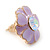 Light Purple Enamel Crystal Daisy Stud Earrings In Gold Tone - 15mm D - view 2
