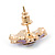 Light Purple Enamel Crystal Daisy Stud Earrings In Gold Tone - 15mm D - view 3