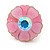 Pink Enamel Crystal Daisy Stud Earrings In Gold Tone - 15mm D - view 3