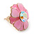 Pink Enamel Crystal Daisy Stud Earrings In Gold Tone - 15mm D - view 4