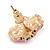 Pink Enamel Crystal Daisy Stud Earrings In Gold Tone - 15mm D - view 5