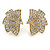 Gold Plated Clear Austrian Crystal Geometric Clip On Earrings - 20mm L - view 2