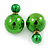 Mirrored Green Acrylic 7-15mm Double Ball Stud Earrings In Silver Tone Metal - view 2