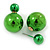 Mirrored Green Acrylic 7-15mm Double Ball Stud Earrings In Silver Tone Metal - view 3