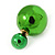 Mirrored Green Acrylic 7-15mm Double Ball Stud Earrings In Silver Tone Metal - view 5