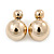 Mirrored Gold Tone Acrylic 7-15mm Double Ball Stud Earrings In Silver Tone Metal - view 3