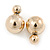 Mirrored Gold Tone Acrylic 7-15mm Double Ball Stud Earrings In Silver Tone Metal