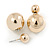 Mirrored Gold Tone Acrylic 7-15mm Double Ball Stud Earrings In Silver Tone Metal - view 2