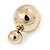 Mirrored Gold Tone Acrylic 7-15mm Double Ball Stud Earrings In Silver Tone Metal - view 5