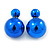 Mirrored Blue Acrylic 7-15mm Double Ball Stud Earrings In Silver Tone Metal - view 3