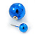 Mirrored Blue Acrylic 7-15mm Double Ball Stud Earrings In Silver Tone Metal - view 4