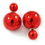 Mirrored Red Acrylic 7-15mm Double Ball Stud Earrings In Silver Tone Metal - view 5