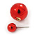 Mirrored Red Acrylic 7-15mm Double Ball Stud Earrings In Silver Tone Metal - view 3