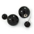 Black Acrylic 7-15mm Double Ball Stud Earrings In Silver Tone Metal - view 3