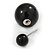 Black Acrylic 7-15mm Double Ball Stud Earrings In Silver Tone Metal - view 4