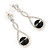 Bridal/ Prom/ Wedding Black/ Clear Austrian Crystal Infinity Drop Earrings In Rhodium Plating - 50mm L - view 5