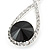 Bridal/ Prom/ Wedding Black/ Clear Austrian Crystal Infinity Drop Earrings In Rhodium Plating - 50mm L - view 2