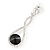 Bridal/ Prom/ Wedding Black/ Clear Austrian Crystal Infinity Drop Earrings In Rhodium Plating - 50mm L - view 3