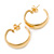 Small Polished Gold Tone Half Hoop Earrings - 18mm D - view 3