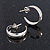 Small Polished Silver Tone Half Hoop Earrings - 18mm D - view 5