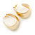 Medium Polished Gold Plated Half Hoop/ Creole Earrings - 37mm L - view 5