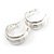 Medium Ribbed Silver Plated Half Hoop/ Creole Earrings - 35mm L - view 6